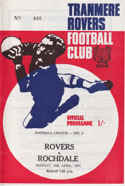 Tranmere Rovers v Rochdale Match Programme 1971-04-19